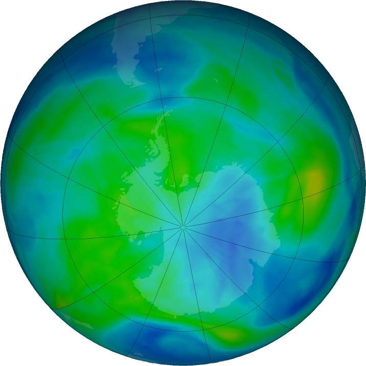 Antarctic ozone map for 28 March 2024
